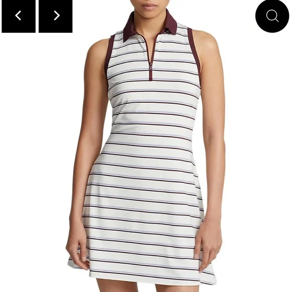 NWT RLX Ralph Lauren Women Striped Sleeveless Zip Airflow Polo Golf Dress Size S - Picture 1 of 13